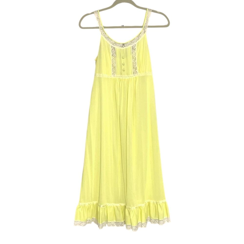 Vintage 60s 70s Kayser 34 Babydoll Nightgown Slip Lace Cottage Nylon Nightie EUC